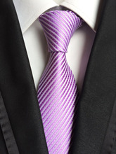 Новый дизайнерский галстук 8 см Официальный галстук джентльмена с фиолетовыми полосками лаванды 2024 - купить недорого