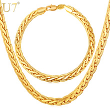 Corrente de cobra da cor dourada u7, joias da moda, colar, pulseira, conjunto de joias africanas masculinas s435 2024 - compre barato