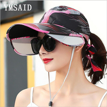 Ymsaid Sun Hat For Women Summer Empty Top Beach Cap Female Retractable Sun Protection Hat Wide Brim Outdoor Casual Visor Chapeau 2024 - buy cheap