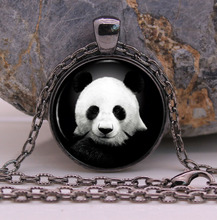 Panda Bear Necklace Jewelry - Black and White Animal Pendant  Gifts for Women glass cabochon Necklace Pendant Sweater Chain Gift 2024 - buy cheap
