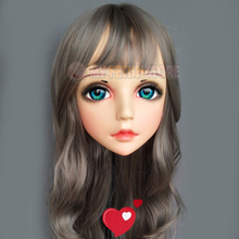 (Hua-02) Женская милая девочка каучуковые полуголовы Kigurumi BJD Eyes Crossdress Косплей японское аниме ролевая маска Лолиты с глазами и париком 2024 - купить недорого