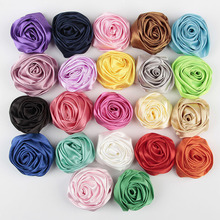 66 pçs/lote 5 cm floral cetim roseta flores sem clipes boutique flor do cabelo para meninas acessórios de cabelo 2024 - compre barato