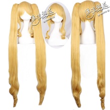 Peruca de cosplay de anime rozen maiden ku, peruca sintética de cabelo amarelo ondulado com rabo de cavalo duplo 2024 - compre barato