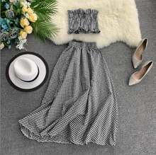 2019 new fashion women's two piece set Short eared umbilical stretch tube top + high waist skirt two-piece suit 2024 - buy cheap
