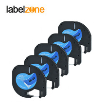 5packs 12mm Compatible Dymo Letratag 91205 Plastic Tape LT91205 Label Ribbon 12mm*4m Balck on Blue for Letra tag Label Printers 2024 - buy cheap