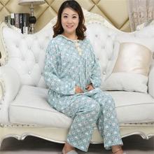 Free Shipping Spring Autumn Women Large Size 100% Cotton Long Sleeve Long Pants Pullovers Sleepwear set Nightgown Pajamas 5XL 2024 - buy cheap