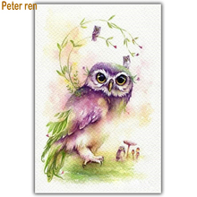 Diamond painting cross stitch diamond embroidery animal 5d Square/Round diamond Mosaic Rhinestone Decoration "Purple owl orchid" 2024 - buy cheap