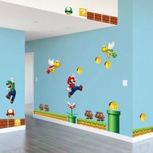 Новые 3D съемные наклейки на стену в стиле супер Марио, виниловые художественные наклейки «сделай сам» для детской комнаты, декор для детской комнаты 2024 - купить недорого
