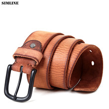 SIMLINE 100% Genuine Leather Men Belt Men's Vintage Casual Cowhide Alloy Pin Buckle Strap Belts For Jeans Waistband Gift Male 2024 - buy cheap