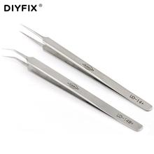 DIYFIX-Pinzas electrónicas de precisión, pinzas antiestáticas, puntas rectas, pinzas de acero inoxidable para reparación de teléfonos, juego de herramientas de bricolaje 2024 - compra barato