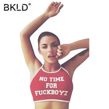 BKLD Casual Beach Crop Top Women Halter Tops 2018 Short Women Summer Sexy Slim Tank Top Sleeveless Letter Print Bustier Camisole 2024 - buy cheap