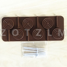 1 Piece 6 Round Coil Chewing Gum Shape Silicone Lollipop Chocolate Mold Candy Cookie Cake Pastry Tools, With 6 Sticks GQ024 2024 - buy cheap