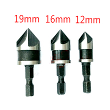 3Pcs 1/4 Inch Hex Chamfer 5 Flute Quick Change Bits Countersink Bit Set for wood 12mm 16mm 19mm 2024 - buy cheap