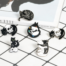 Broches oscuros con diseño de gato brujo para hombre y mujer, colección de broches de animales de gato negro con diseño de gato Punk, Pin de Collar de joyería para gato 2024 - compra barato