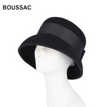 Vintage Wide Brim Hats For Women 100% Wool Fascinator Fedora Hat Winter Female Elegant Bowknot Felt Cloche Hats Chapeu KNBH01 2024 - buy cheap