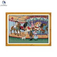 Joy Sunday Carousel 2 Printed Canvas DMC Counted DIY Chinese Cross Stitch Kits printed Cross-stitch set Embroidery Needlework 2024 - buy cheap