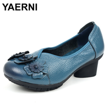 Yaerni sapatos femininos de couro legítimo, sapatos de salto alto feito a mão e confortável estilo vintage e529, primavera 2018 2024 - compre barato