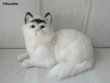 Modelo de gato blanco de simulación, polietileno y pieles grandes 30x13x15cm artesanía de gato propensa, accesorios, regalo de decoración del hogar p0800 2024 - compra barato