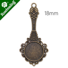 18mm antique bronze plated pendant tray,mirror shape,pendant bezel,blank settings,cameo cabochon setting,sold by 10pcs/lot-C3937 2024 - buy cheap