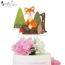 Woodland Animals Theme Cake Topper Animal Fox Paper Cake Topper Party Decorations Supplies Baby Shower Kids Birthday Custom-made 2024 - buy cheap