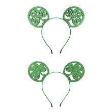 5pcs/lot St Patrick's Day 3.3''  Animal Ears Hairband Green Festival Headwear For Girls DIY Hair Accessories 2024 - buy cheap