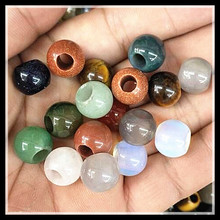 10pcs nature gem stone ball european beads size 12mm big hole 5mm diameter for women bracelet making carnelian aventurine tiger 2024 - buy cheap