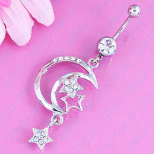 Lua Estrela da moda do anel do umbigo jóia piercing do corpo Mulher barriga umbigo anel de aço inoxidável 2024 - compre barato
