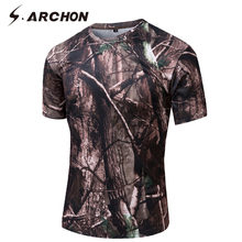 S.ARCHON Verão Quick Dry T-shirt Homem Manga Curta O Pescoço T-shirt Tático Militar Exército Combate Camo TShirt Ocasional Respirável 2024 - compre barato