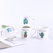 Caneca de café cacto abacaxi impresso, leite branco, caneca de café 400ml, xícara de chá de cerâmica, presente de natal 2024 - compre barato