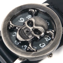 Мужские часы с изображением черепа раскладушка наручные часы модный кожаный браслет мужские часы reloj hombre relogio masculino 2024 - купить недорого