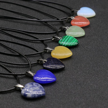 Lovers Heart Pendants Necklaces Natural Stone Chakra Reiki Healing Malachite Opal Quartz Agates Necklaces Women Men Friends Gift 2024 - buy cheap