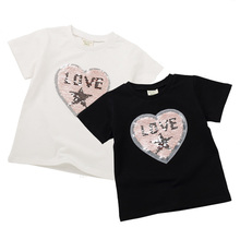 Camiseta de manga corta con lentejuelas para niña, ropa de moda para chicas, Tops para niños BC566 2019 2024 - compra barato
