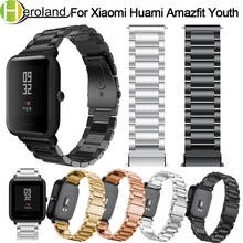 Ремешок для смарт-часов Xiaomi Huami Amazfit Bip Youth, металлический браслет из нержавеющей стали для Huami Bip BIT Lite, 20 мм 2024 - купить недорого