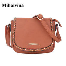 Mihaivina 2018 Vintage PU Leather Women Bag Fashion Rivet Small Women Messenger Bag Single Strap Shoulder Bag Crossbody Bags 2024 - buy cheap