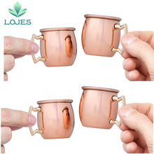 Mini taza de cobre chapada en cobre para Moscow Mule, vaso de chupito con forma de tambor de acero inoxidable, 60ml, 2oz, 4 Uds. 2024 - compra barato