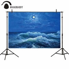Allenjoy-Fondo de estudio de fotografía profesional, vasto sin fin, Nube de ola de mar azul, fondo de Luna brillante, pintura al óleo, sesión fotográfica 2024 - compra barato