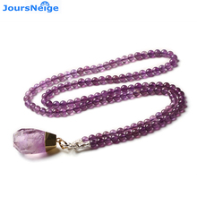 Factory Direct Sales Purple Natural Crystal Pendant Water Drop Pendant with Bead Sweater Chain Necklace Lucky for Women Jewelry 2024 - buy cheap