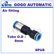 GOGO 10pcs a lot Straight quick plastic connector 8mm pneumatic pipe one touch fitting SPU-08 air hose union joint 2024 - buy cheap