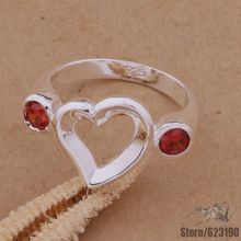 AR143 Silver plated  ring,  silver fashion jewelry, smooth heart/double red heart  /dxuampba fkgaobna 2024 - buy cheap