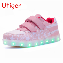 Children Sport Shoes Girls Boy Glowing Sneakers Shoes Luminous USB Charging Kids shoes With Light Children Sneaker Led Enfant 2024 - buy cheap