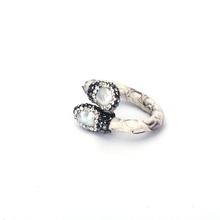 Talismã com contas de pérola doce, anel cinza claro com faixas de strass aberto anéis ajustáveis para mulheres 2024 - compre barato