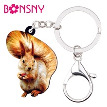 Bonsny Statement Acrylic Sweet Squirrel Key Chains Keychain Rings Fashion Cartoon Jewelry For Women Girls Ladies Teen Bag Charms 2024 - buy cheap