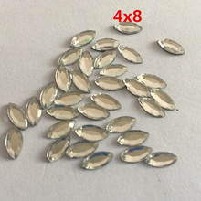 500 pçs 4*8mm branco liso volta strass acrílico cabochão cavalo olho strass fantasia cristais e pedras para vestuário vestido artesanato 2024 - compre barato