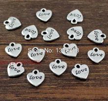 50 Uds.-dijes de corazón, colgantes de plata tibetana antigua, amuleto de amor, 11x10mm 2024 - compra barato
