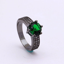 BLACK Rings in green blue white 6 7 8 9 women finger rings paved cz zircon jewelry for lady Engagement Ring plateing black 2024 - buy cheap