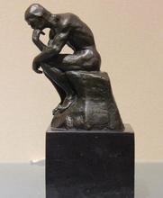 Rodin Art Figurine Bronze Copper Thinker Artwork Marble Base Sculpture Statue 2024 - buy cheap
