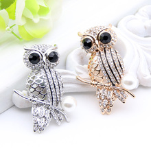 Sunspicems Owl Brooch For Women Simulated-Pearl  Animal Rhinestone Broches Brooches Ladies Lapel Pin Kids Gift 2022 2024 - buy cheap