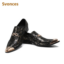 2018 Zapatillas Hombre Polka Dot Fashion Mens Shoes Slip-On Metal Toe Dressing Party Wedding Shoes Man New Brand Genuine Leather 2024 - buy cheap