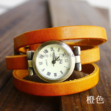 Wholesale 500pcs/lot Mix 7Colors Fashion Genuine Popular Roma Cow Leather Woman Watch 3 circle Quartz JQ watch LP074 2024 - buy cheap