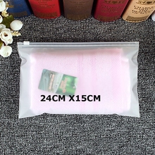 free shipping 50pcs/lot-24x15cm Repeatable use frosted PE plastic storage bags for Garment Clothes, zipper lock packing bag 2024 - buy cheap
